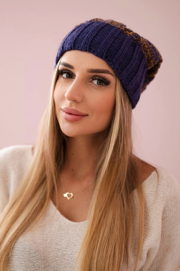 Kesi Cap with fleece Paryż K213 purple + mustard