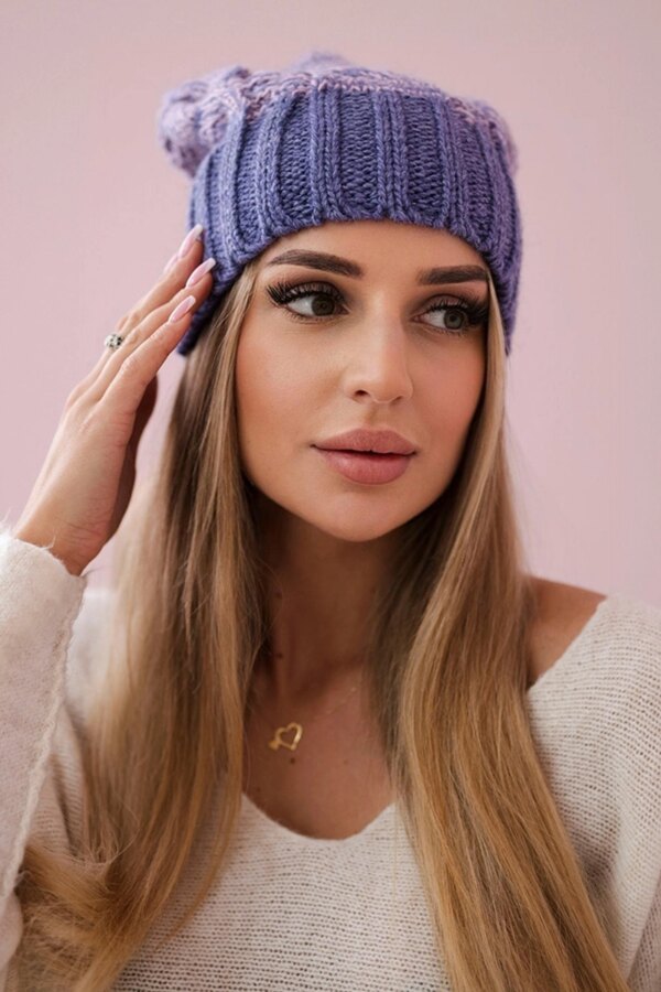 Kesi Cap with fleece Paryż K213 purple + powdered pink