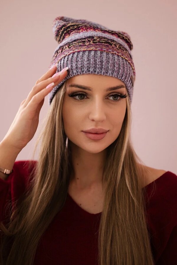 Kesi Cap with fleece Patrycja K254 purple+grey