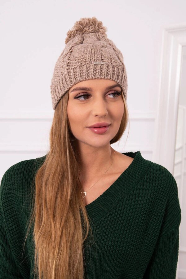 Kesi Cap with fleece Stefania K278 dark beige