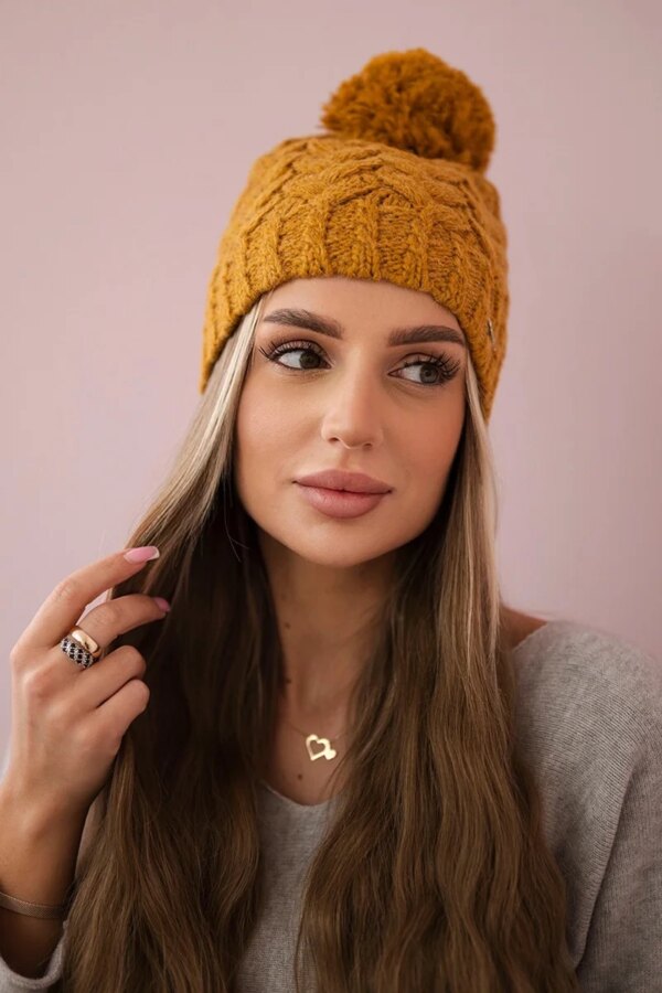 Kesi Cap with fleece Waleria K307 mustard