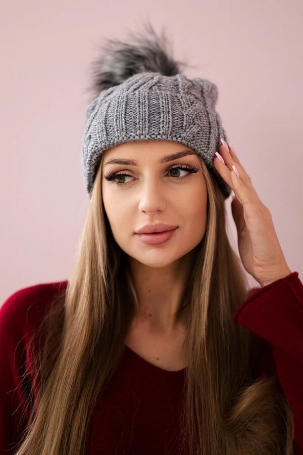 Kesi Cap with fleece Warkocz K226 dark gray