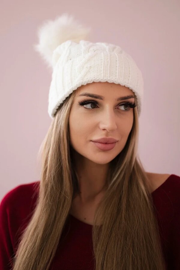 Kesi Cap with fleece Warkocz K226 white