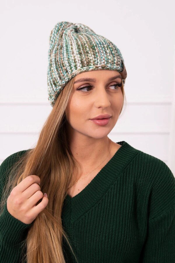 Kesi Cap with fleece Zoja K306 ecru + green