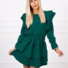 Kesi Dress with vertical flounces dark green