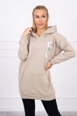 Kesi Hooded sweatshirt with patches beige