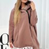 Kesi Insulated sweatshirt with a zipper mocca