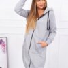 Kesi Long insulated sweatshirt with a hood gray