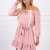 Kesi Off-the-shoulder dress and lace powder pink