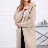 Kesi Plain sweater with a hood and pockets dark beige