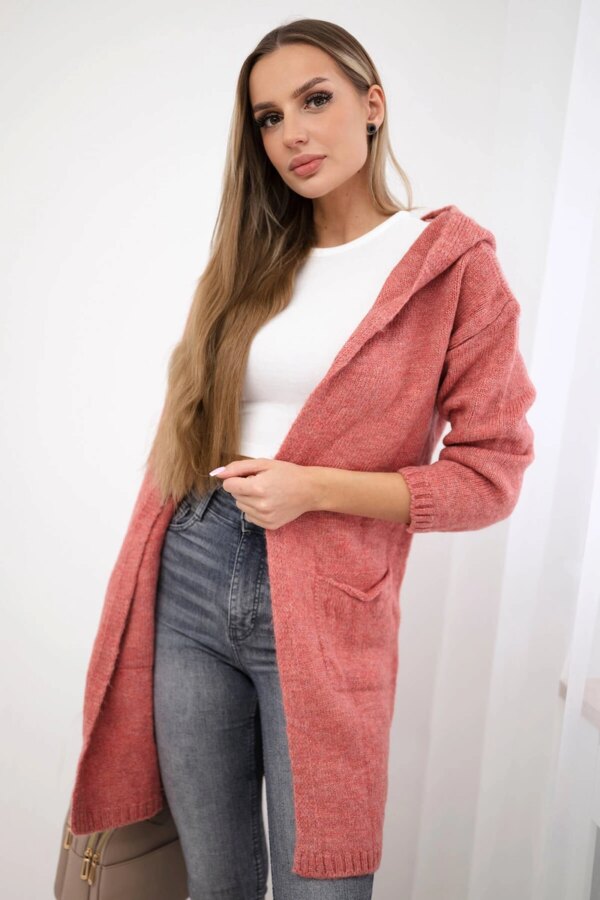 Kesi Plain sweater with a hood and pockets fuchsia