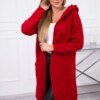 Kesi Plain sweater with a hood and pockets red