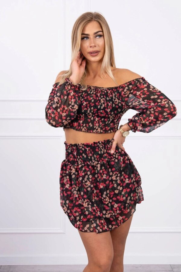 Kesi Set with flowers black