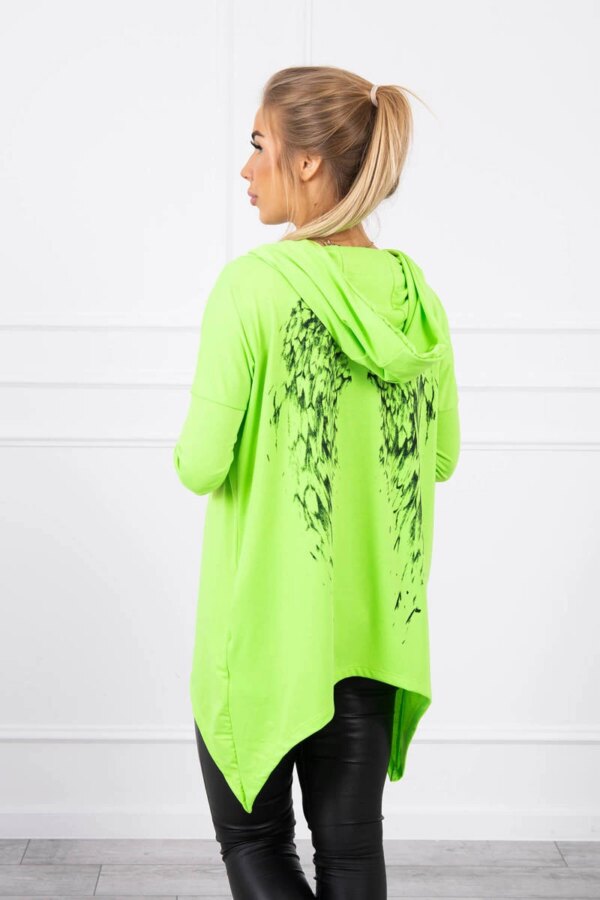 Kesi Sweatshirt with a print of wings green neon