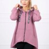 Kesi Sweatshirt with longer back and hood dark pink