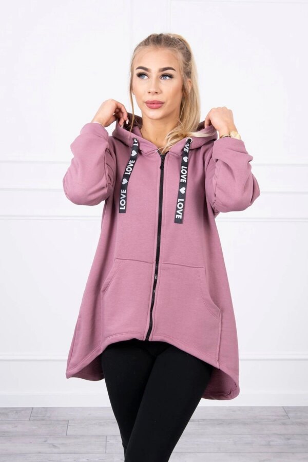 Kesi Sweatshirt with longer back and hood dark pink