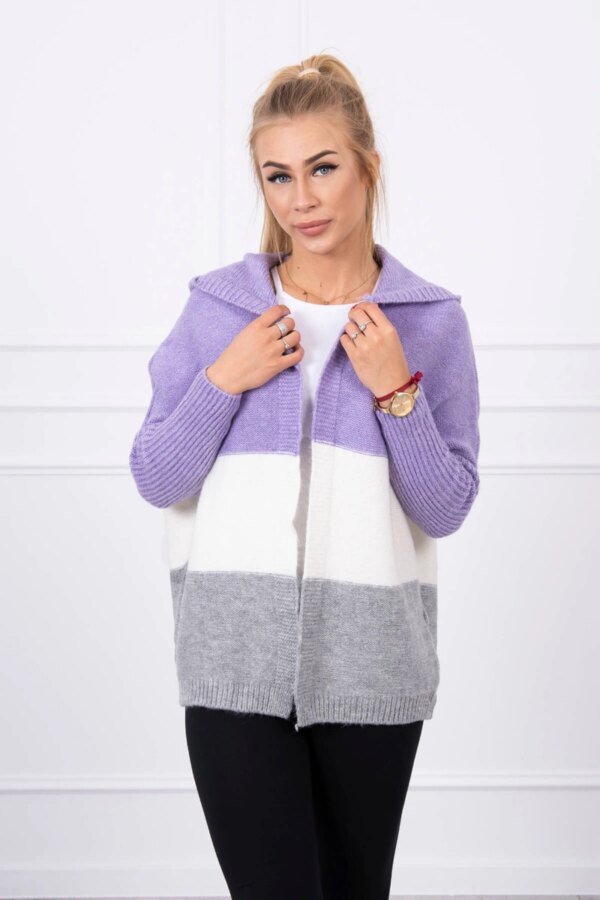 Kesi Three-color hooded sweater purple+ecru+gray