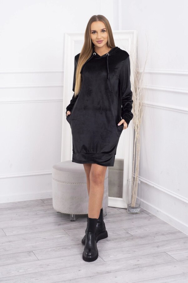Kesi Velor dress with a hood black