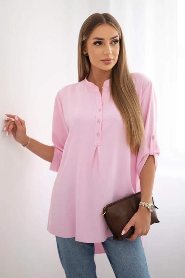 Kesi Włoski Blouse with a longer back candy pink