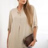 Kesi Włoski Blouse with a longer back dark beige