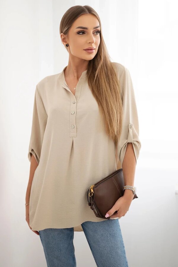 Kesi Włoski Blouse with a longer back dark beige
