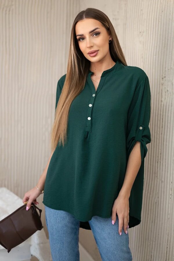 Kesi Włoski Blouse with a longer back dark green