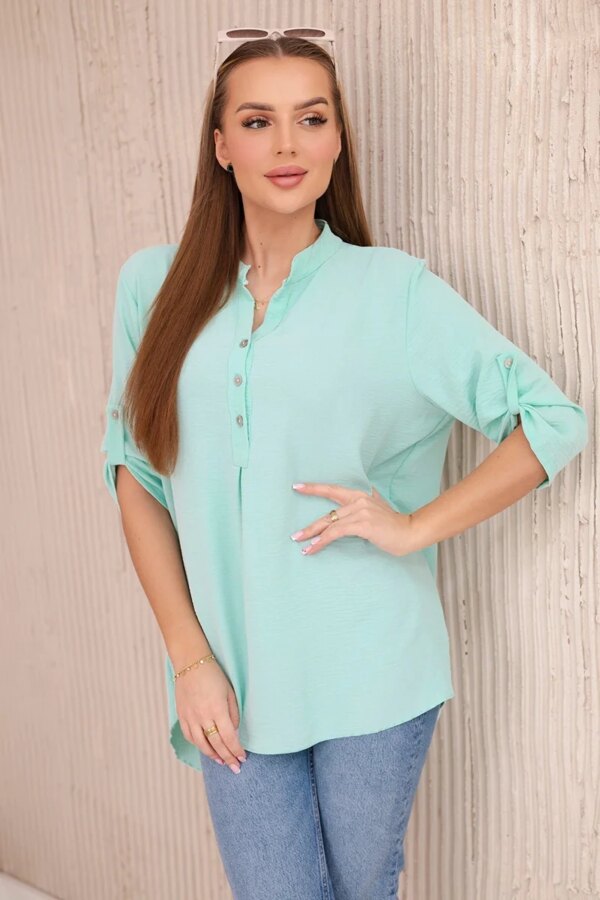 Kesi Włoski Blouse with a longer back dark mint