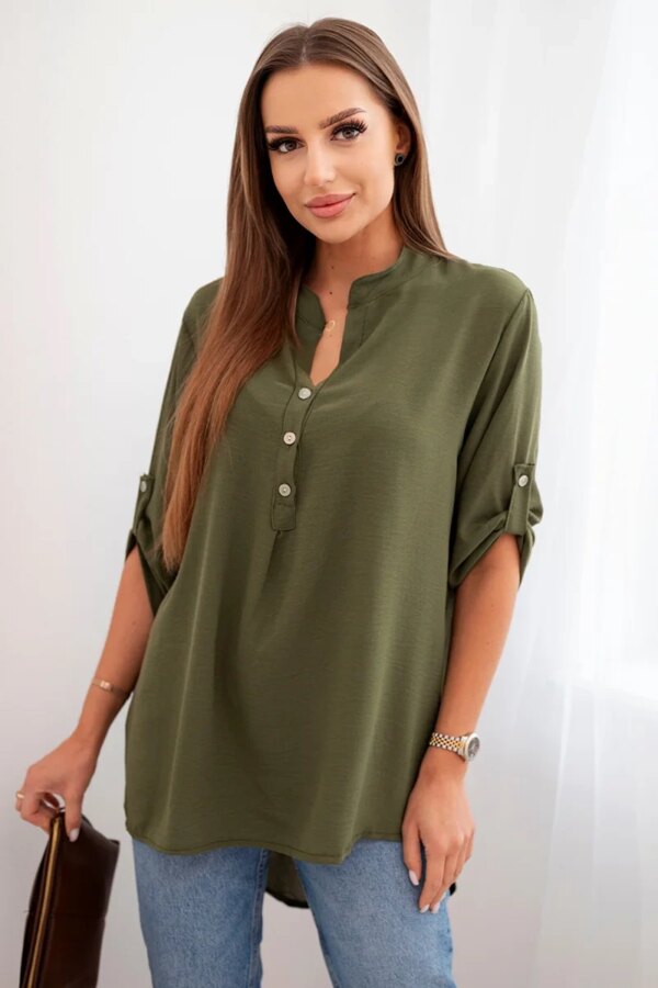 Kesi Włoski Blouse with a longer back khaki