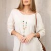 Kesi Włoski Blouse with necklace beige
