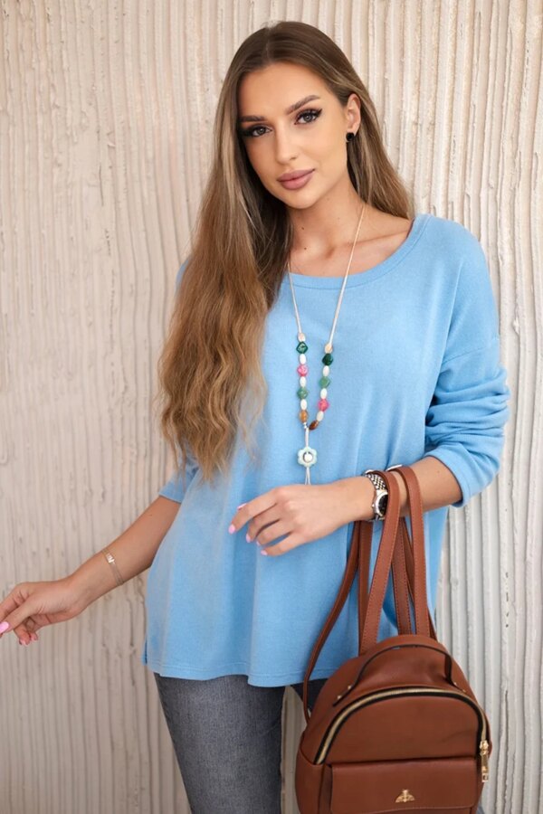 Kesi Włoski Blouse with necklace blue