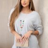Kesi Włoski Blouse with necklace grey