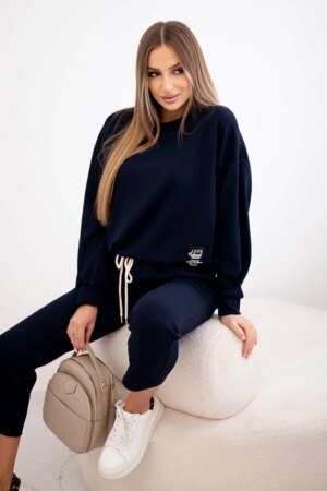 Kesi Włoski Buttery fabric set sweatshirt + pants navy