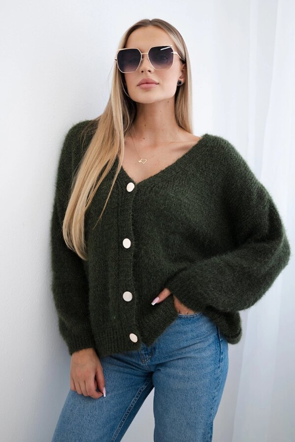 Kesi Włoski Button-down sweater khaki