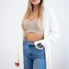 Kesi Włoski Cardigan with pockets and sleeve patch ecru