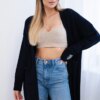Kesi Włoski Cardigan with pockets and sleeve patch navy blue