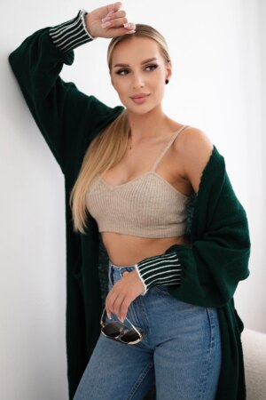 Kesi Włoski Cardigan with pockets dark green