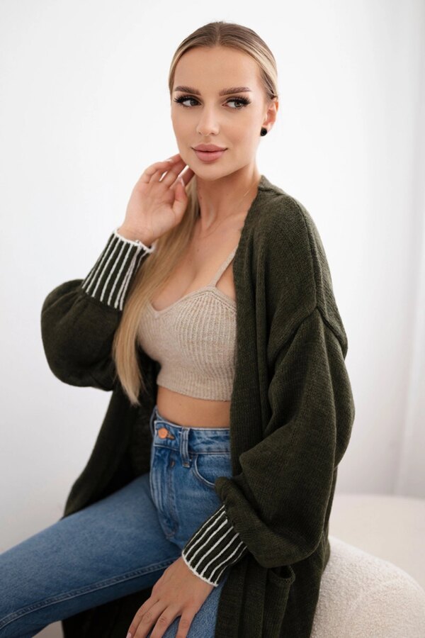Kesi Włoski Cardigan with pockets khaki