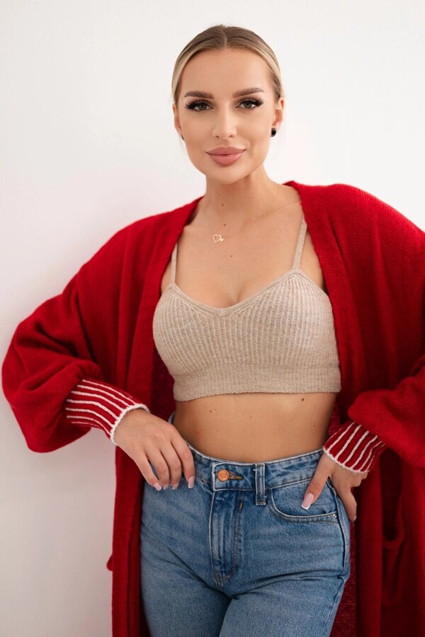 Kesi Włoski Cardigan with pockets red