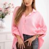 Kesi Włoski Cotton muslin shirt Plus Size candy pink