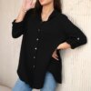 Kesi Włoski Cotton muslin shirt oversize black