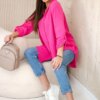 Kesi Włoski Cotton muslin shirt oversize pink
