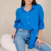 Kesi Włoski Cotton muslin shirt oversize turquoise