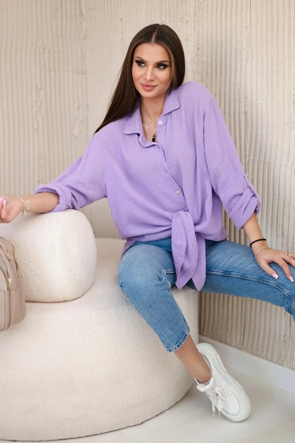 Kesi Włoski Cotton muslin shirt oversize violet