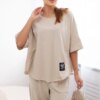 Kesi Włoski Cotton set blouse + trousers beige