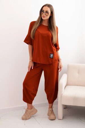 Kesi Włoski Cotton set blouse + trousers ginger