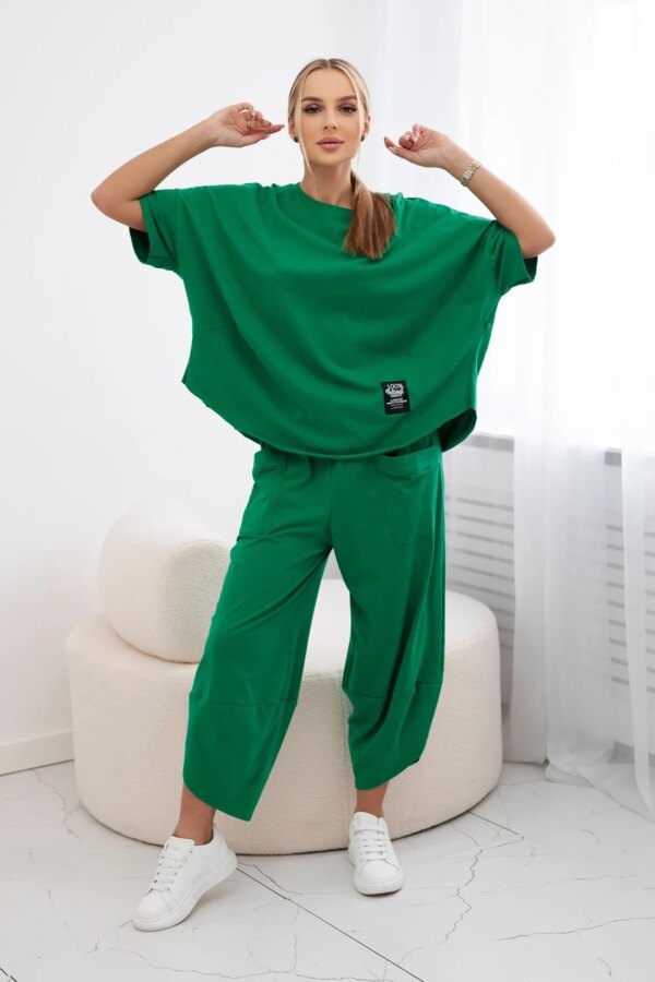 Kesi Włoski Cotton set blouse + trousers green