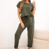 Kesi Włoski Cotton set blouse + trousers khaki
