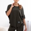 Kesi Włoski Cotton set blouse + trousers khaki