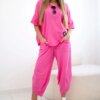 Kesi Włoski Cotton set blouse + trousers pink