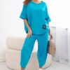Kesi Włoski Cotton set blouse + trousers turquoise